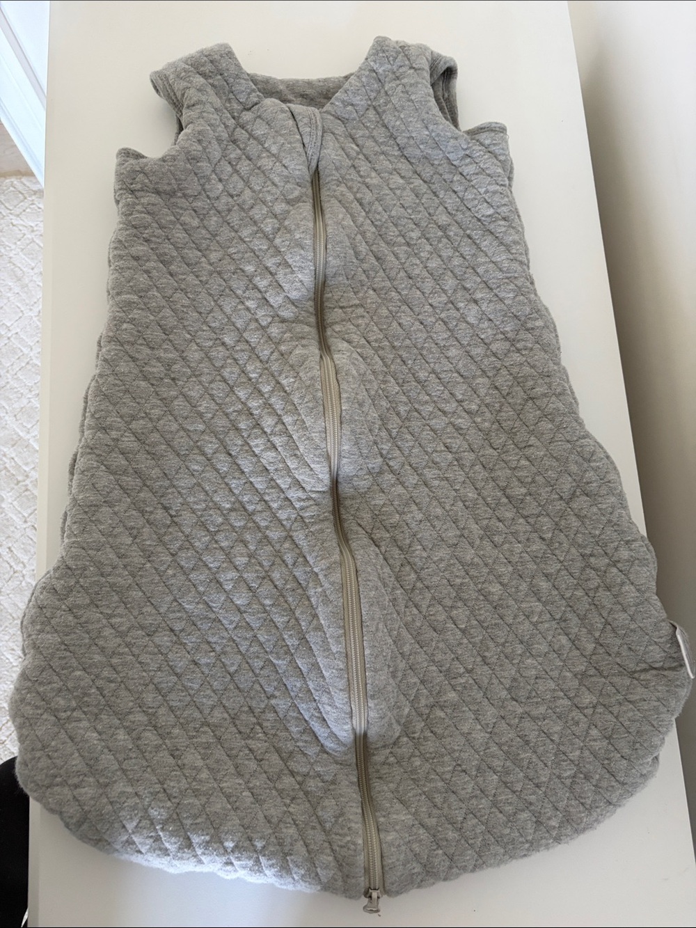 Quilted Grey Baby Sleep Sack with Front Zipper